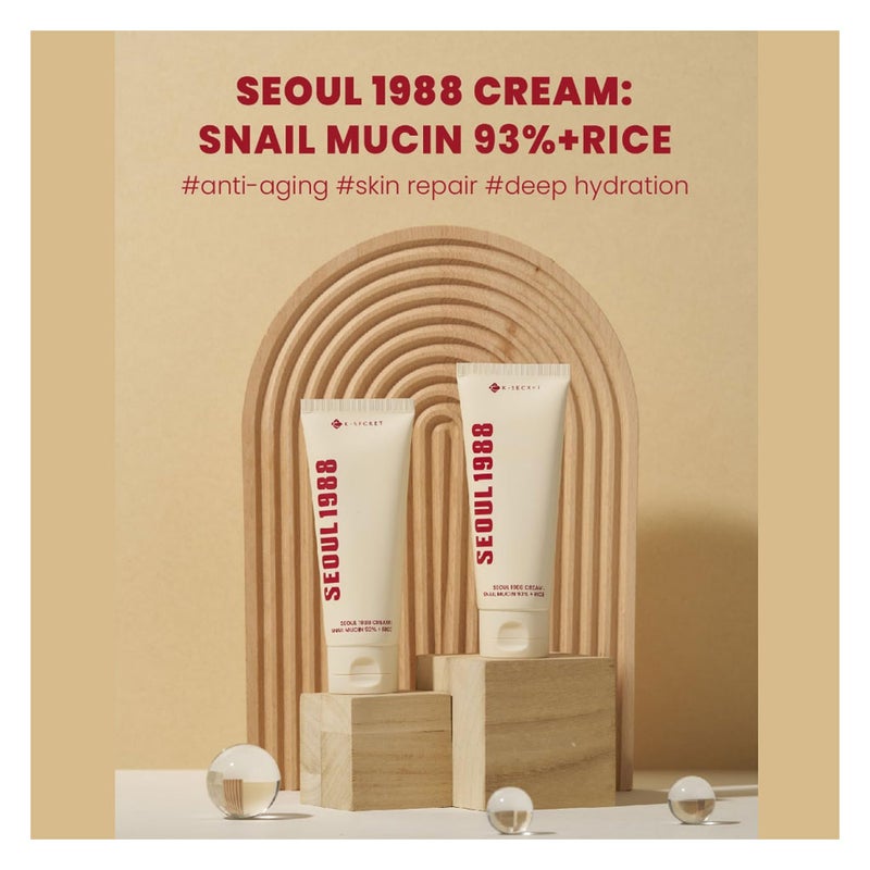 K-Secret Seoul 1988 Snail Mucin 93% + Rice Extract Cream 100ml K-Secret