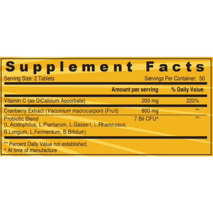 Sunshine Nutrition Cranberry+ Probiotics & Vitamin C 100 tabs Sunshine Nutrition