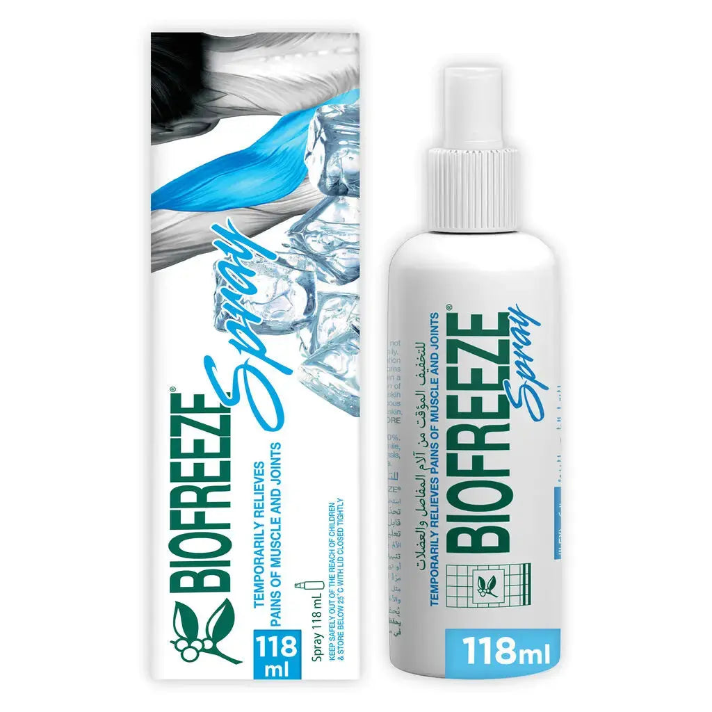 Biofreeze Pain Relief Spray For Muscle & Joint Pain, Temporary Pain Relief With Soothing Menthol 118ml Biofreeze