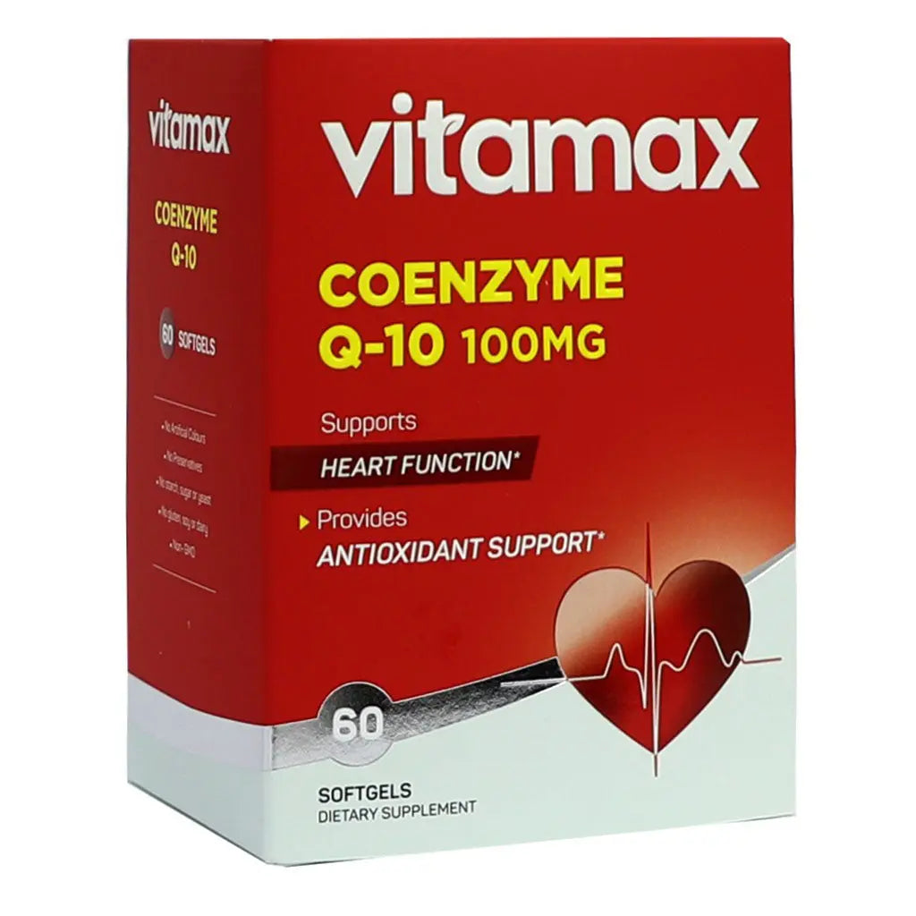 Vitamax Coenzyme Q10 100 mg Softgels For Heart & Antioxidant Support, Pack of 60's Vitamax