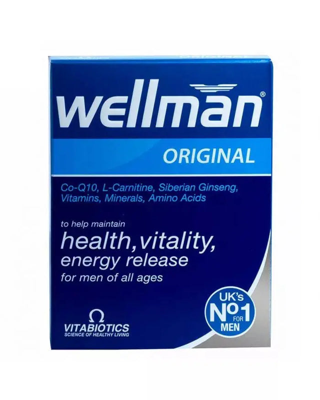 Vitabiotics Wellman Original Tablet With Co-Q10, L-Carnitine & Ginseng For Men's Energy, Health & Vitality, Pack of 30's Vitabiotics