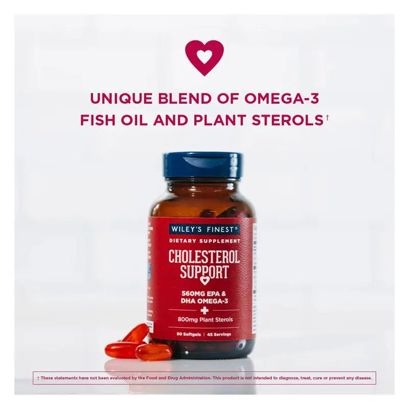 Wiley's Finest Cholesterol Support 560mg Omega 3 Fish Oil Softgels, Pack of 90's Wiley's Finest