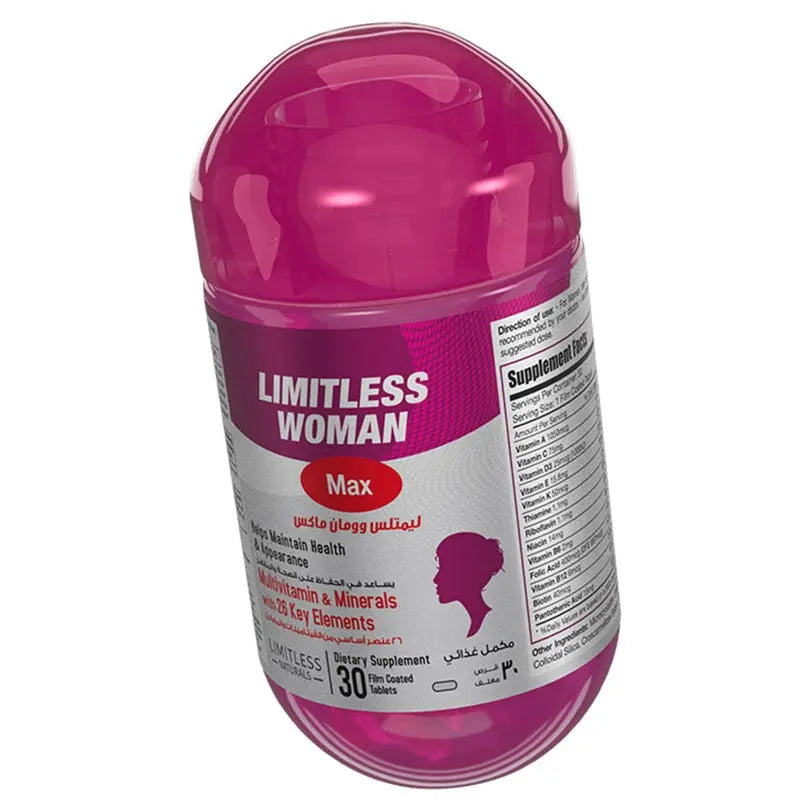 Eva Pharma Limitless Woman Max Multivitamins & Minerals Supplement Tablets, Pack of 30's Eva Pharma