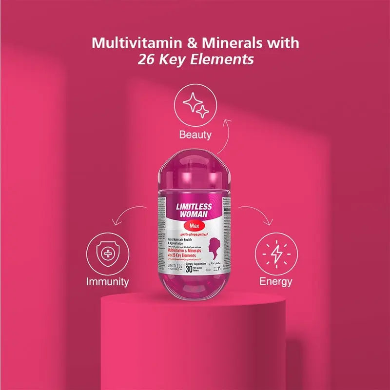 Eva Pharma Limitless Woman Max Multivitamins & Minerals Supplement Tablets, Pack of 30's Eva Pharma