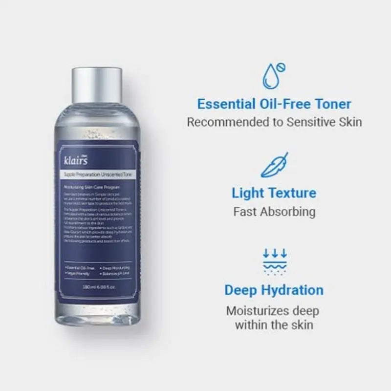 Dear Klairs Supple Preparation Unscented Moisturizing Facial Toner 180ml Dear Klairs