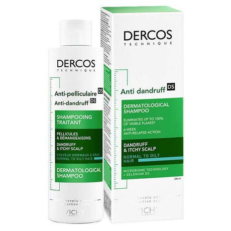 Vichy Dercos Anti-Dandruff Shampoo With Selenium DS And Salicylic Acid For Itchy Scalp And Normal To Oily Hair 390ml Vichy