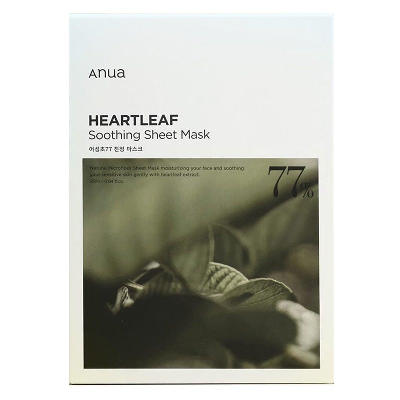 Anua Heartleaf 77% Soothing & Hydrating Face Sheet Mask For Sensitive Skin 25ml, Pack of 10's Anua