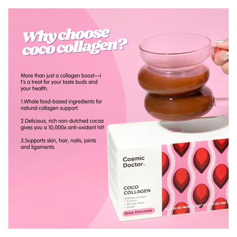 Cosmic Doctor Coco Collagen Supplement Sachets Spicy Chocolate Flavour, Pack of 30's Cosmic Doctor