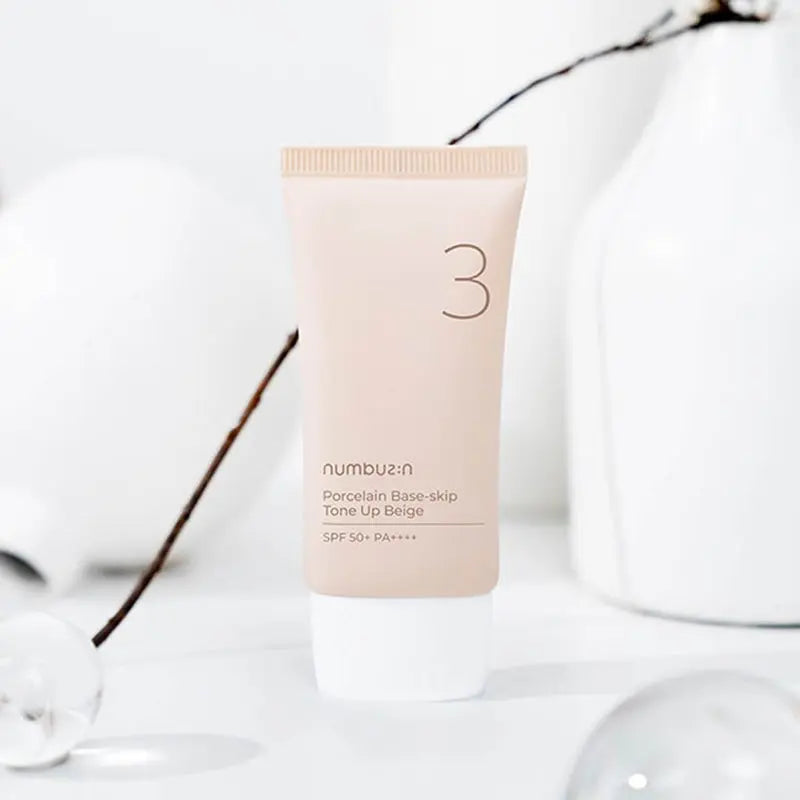 Numbuzin No 3 Porcelain Base Skip Tone Up SPF50+ PA+++ Tinted Sunscreen - Beige Color 50ml Numbuzin