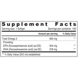 Sunshine Nutrition Ultra Concentrate Omega-3 950mg EPA & DHA 100 Softgels Sunshine Nutrition
