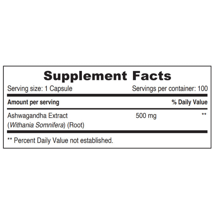 Sunshine Nutrition's Ashwagandha 500 mg Vegetable  Capsules 100's Sunshine Nutrition