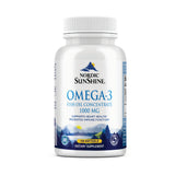 Nordic Sunshine Omega-3 Fish Oil – 1000 mg, Supports Heart, Immunity, Joint & Brain Function - 100 Softgels Nordic Sunshine