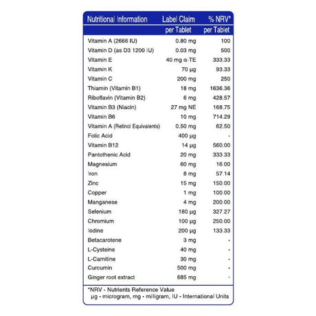 Vital Healthcare Immuno Vital, Vitamins, Zinc and Antioxidants - 30 Tablets Vital Healthcare