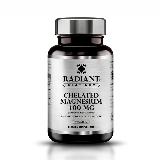 Radiant Platinum Magnesium 400mg, Stress Relief, Sleep, Muscle Recovery & Nerve Support 90 Tablets Radiant Platinum