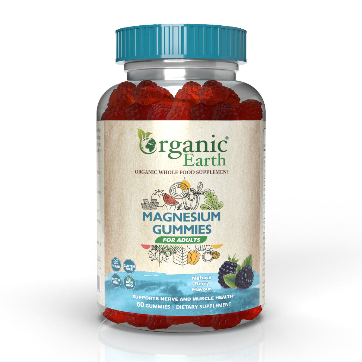 Organic Earth Magnesium Adults Gummies 60s Organic Earth