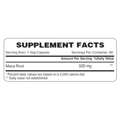 Organic Earth Maca Root, Natural Energy, Hormonal Balance and Vitality Support - 60 Capsules Organic Earth