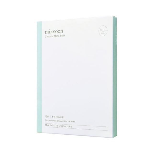 Mixsoon Centella Mask Pack 25g, Soothing Sheet with Asiatica Extract for Hydration and Skin Repair - 5pcs Mixsoon