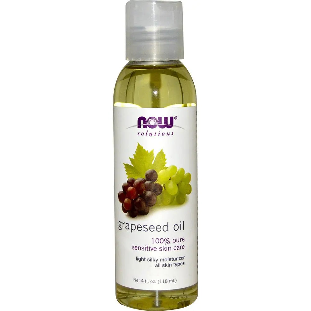 Now Solutions 100% Pure Grapeseed Oil For Sensitive Skin Care 118ml NOW