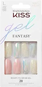 KISS Glam Fantasy 3D Diamond Nails KGF09, Pink, 28 Pieces KISS
