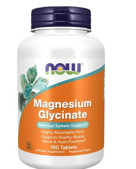 Now Magnesium Glycinate Tablets, Magnesium Supplement For Nerve & Heart, Pack of 180's NOW