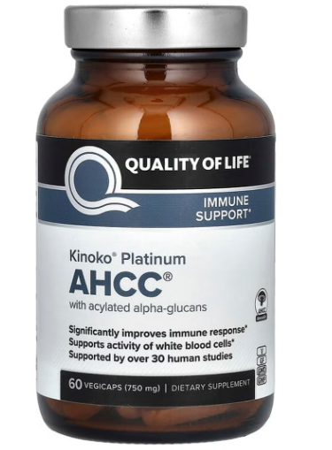 Quality of Life, Kinoko® Platinum AHCC® with Acylated Alpha-Glucans, 60 Vegicaps Quality of Life