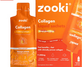Zooki Super Strength Marine Collagen 11000mg Mango Peach Flavor Liquid Sachets 18.5ml, Pack of 14's Zooki