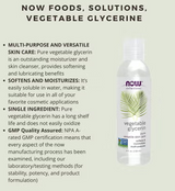 Now Solutions Vegetable Glycerin Oil, 100% Pure For Rough & Dry Skin Moisturization 118ml NOW