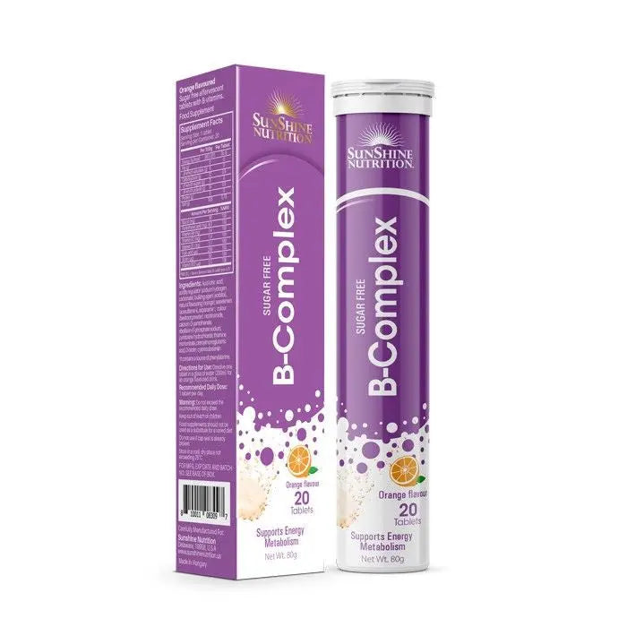 Sunshine Nutrition B-Complex Sugar Free Orange Flavor Effervescent Tablets 20's - www.palcgcc.com