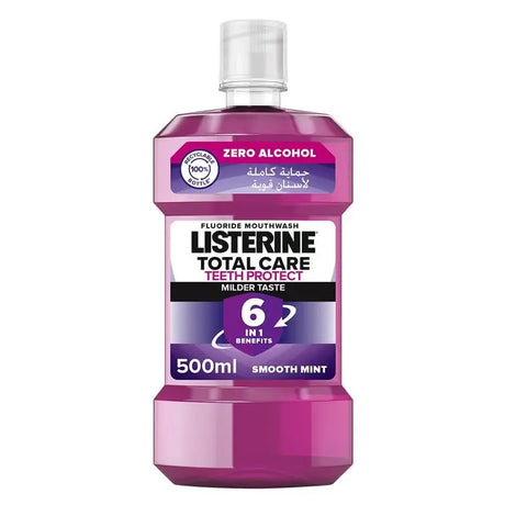 Listerine Total Care Teeth Protect Mild Taste Fluoride Mouthwash With Zero Alcohol 500ml Listerine