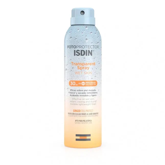 Fotoprotector ISDIN Transparent Spray Wet Skin SPF 50, 250 ml - www.palcgcc.com