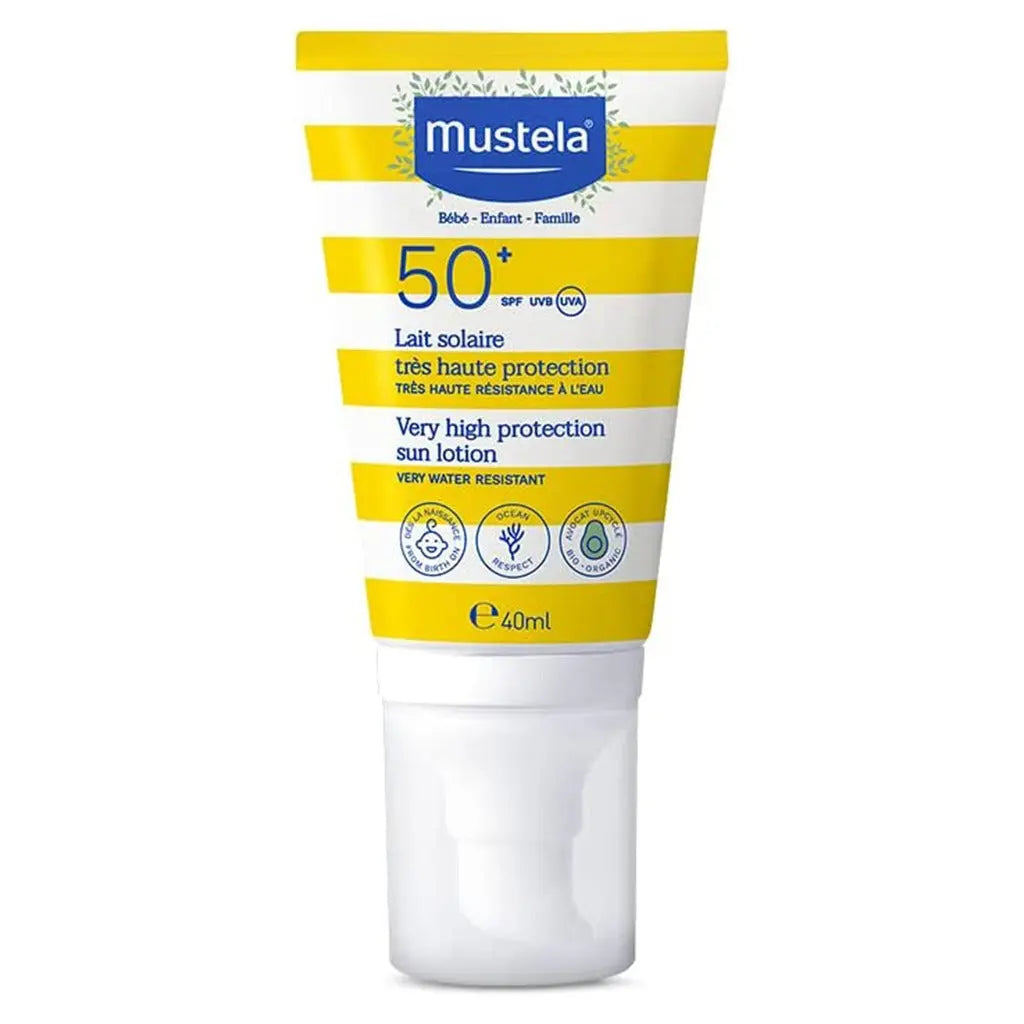 Mustela Very High Protection SPF50+ Facial Sunscreen Lotion For Baby, Water Resistant 40ml Mustela