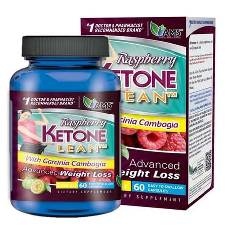 AMS Raspberry Ketone Lean Capsules, Weight Loss Supplement With Garcinia Cambogia, Pack of 60's AMS
