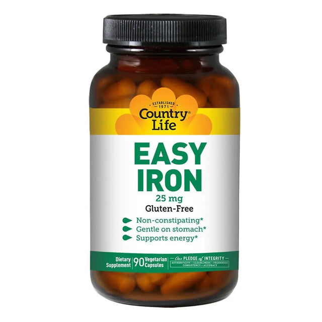 Country Life Easy Iron 25 mg Iron Deficiency Supplement Capsules, Pack of 90's Country Life