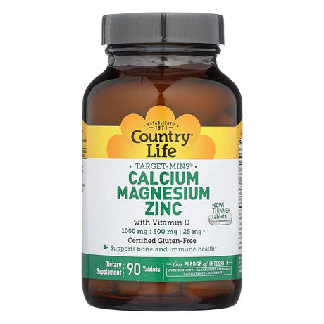Country Life Calcium Magnesium & Zinc Tablet With Vitamin D For Bone & Immune Health, Pack of 90's Country Life