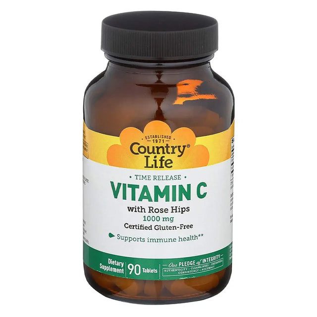 Country Life Antioxidant Vitamin C 1000 mg With Rose Hips Tablets For Immune Support, Pack of 90's Country Life